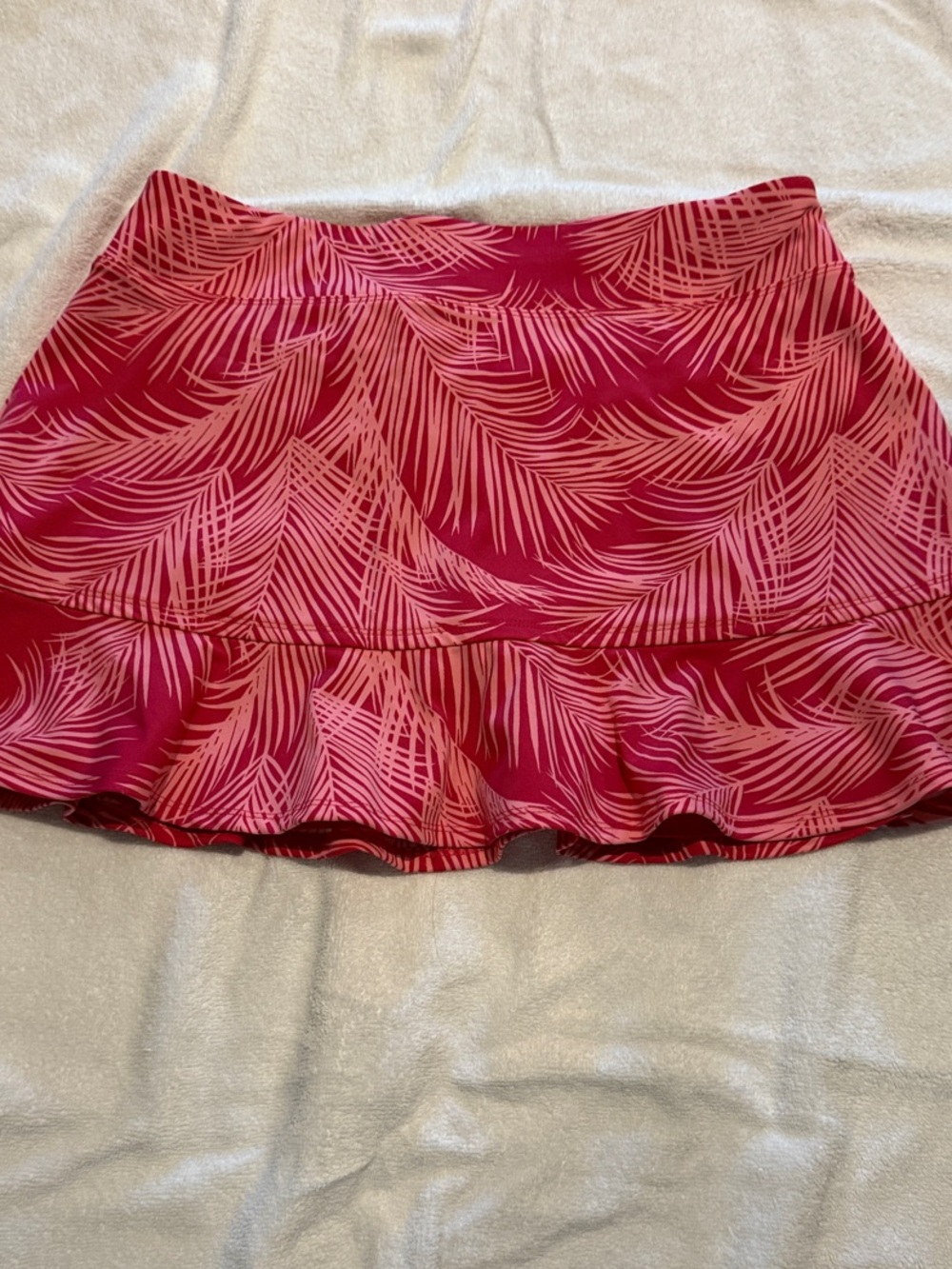 Tommy Bahama Pink Tropical Leaf Ruffle Mini Skirt with shorts
